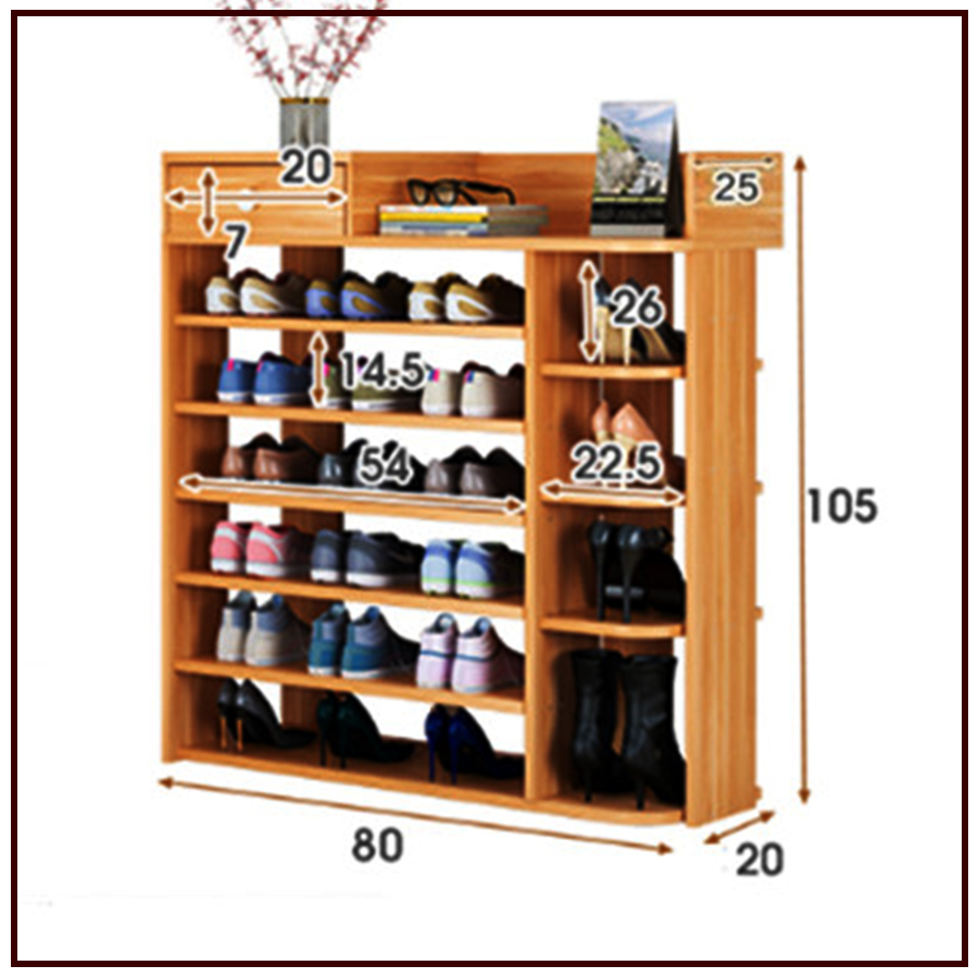 kích thước tủ kệ giày dép gỗ công nghiệp