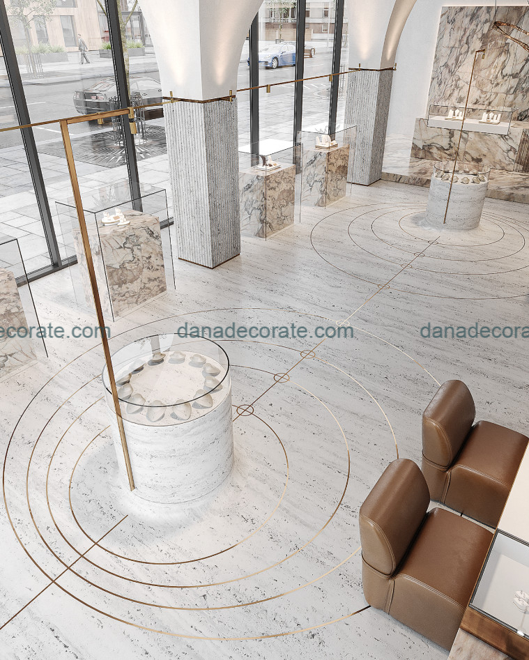 Thiết kế thi công nội thất trọn gói cửa hàng trang sức sang trọng đẳng cấp