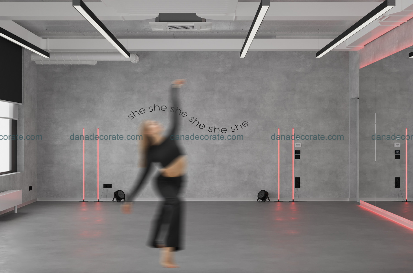 Thiết kế thi công trọn gói phòng dance theo phong cách hiện đại trẻ trung năng động.